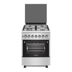 Baeckerhaft Freestanding Gas Cooker with 4 Burners + 1 Wok, Turbo Fan, Digital Timer, Full Safety System, Sabaf Italian Burners, Stainless Steel Finish Size 60x60x82 cm Made in Turkey, 1Year warranty