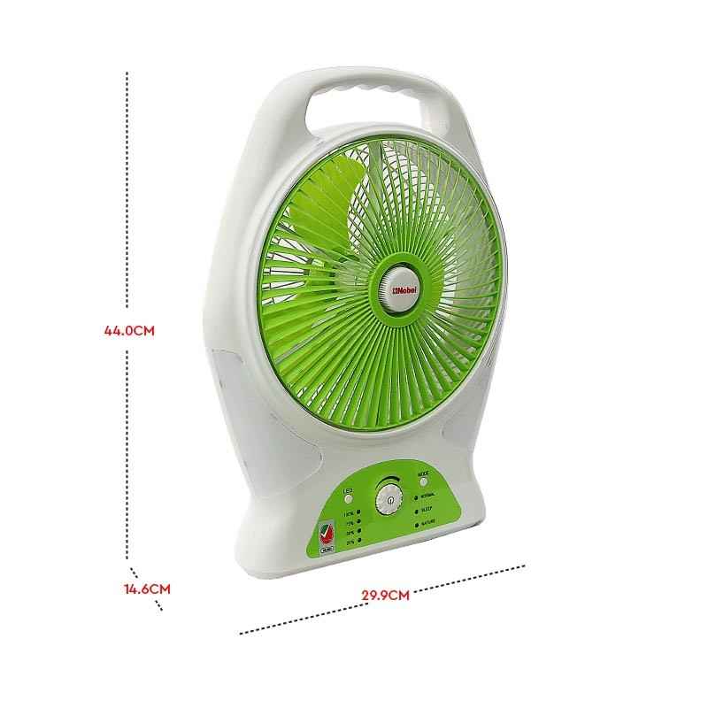 NOBEL RECHARGEABLE BOX FAN White 8 inch Fan Blade LED Light 9 Speed NBF87R