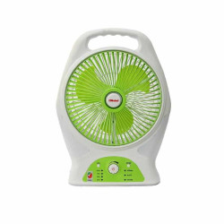 NOBEL RECHARGEABLE BOX FAN White 8 inch Fan Blade LED Light 9 Speed NBF87R