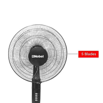 Nobel Stand Fan Black "16"" Stand Fan" 1200Rpm 3 Speed 5 Blades Remote Control NF150