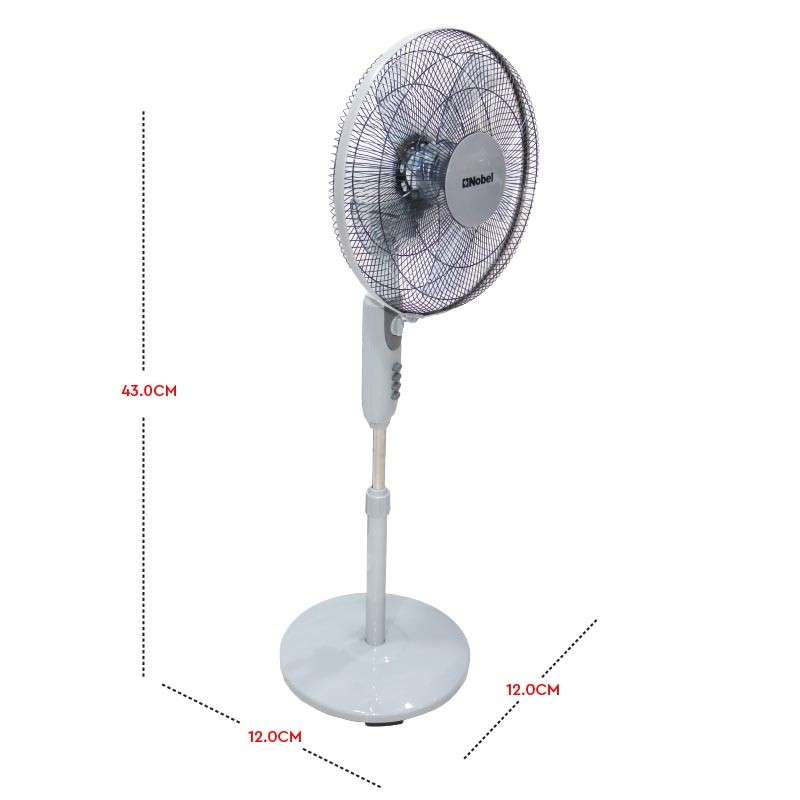 Nobel Stand Fan Gray 16" Stand Fan 1200Rpm 3 Speed 5 Blades With Timer NF145