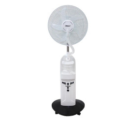 Nobel 16" Blade Rechargable Mist Standing Fan, Wide Oscillation, 4 Stack Bright LED -NF777MRC