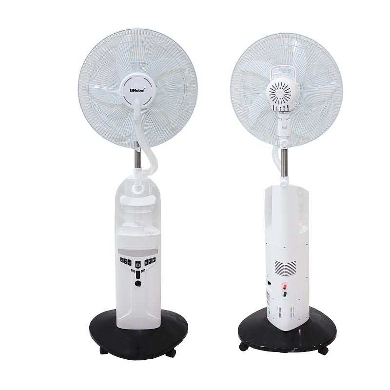 Nobel 16" Blade Rechargable Mist Standing Fan, Wide Oscillation, 4 Stack Bright LED -NF777MRC