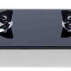 Nobel Gas Stove with Dual Gas Burner, 1 x 90mm Single Burner (3,0kW) + 1 x 90mm Double Burner (3,5kW) with Glass Black Brass Glass Top Auto Ignition Double Burner NGT2111