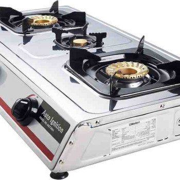 Nobel 3 Gas Burner/3 Brass Burners Gas Stove Stainless Steel Enamel Porcelain Trivet Auto Ignition Tripple Burner NGT3001