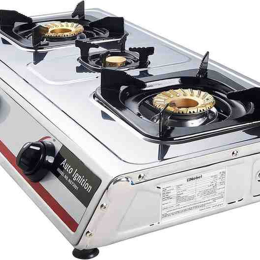 Nobel 3 Gas Burner/3 Brass Burners Gas Stove Stainless Steel Enamel Porcelain Trivet Auto Ignition Tripple Burner NGT3001