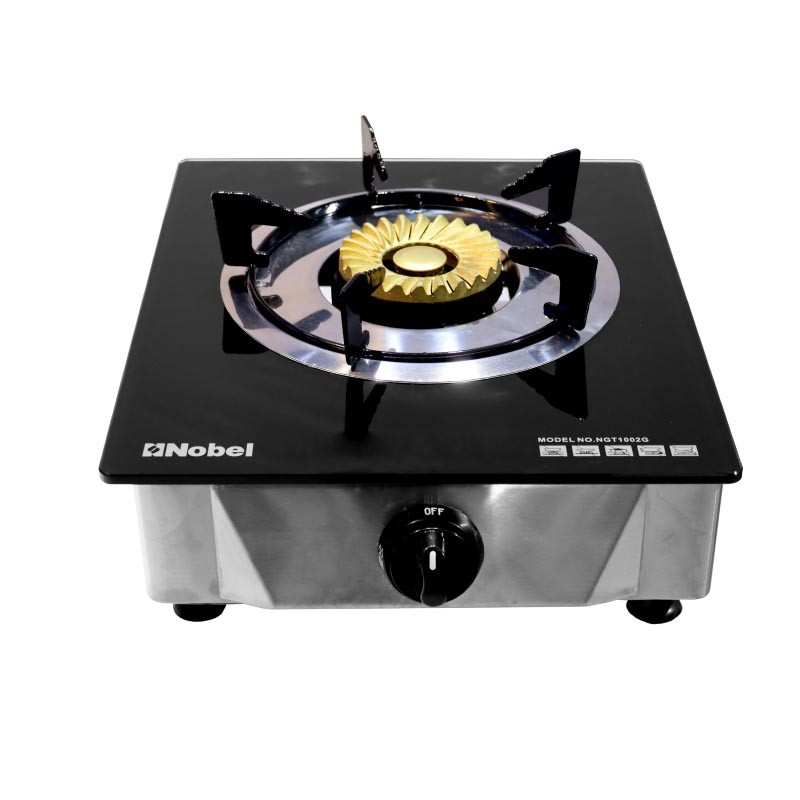 Nobel Single Stove Gas Burner Glass Top Heavy Cast Iron NGT1002G