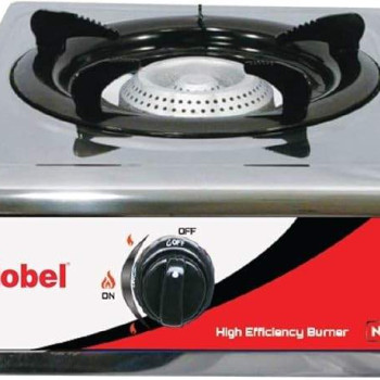 Nobel Nobel Gas Stove Single Gas Burner/Single Brass Burner, Stainless Steel Body Enamel Porcelain Trivet  NGT1001