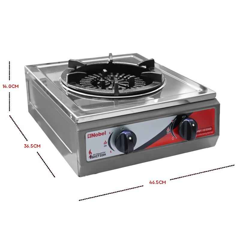 Nobel Gas Stove Stainless Steel, Heavy Duty Cast Iron, Heavy Twin Tube Cast Iron, Non Stick Base HEAD HEAVY CAST IRON TRIVET Auto Ignition Single Burner NGT1010HD