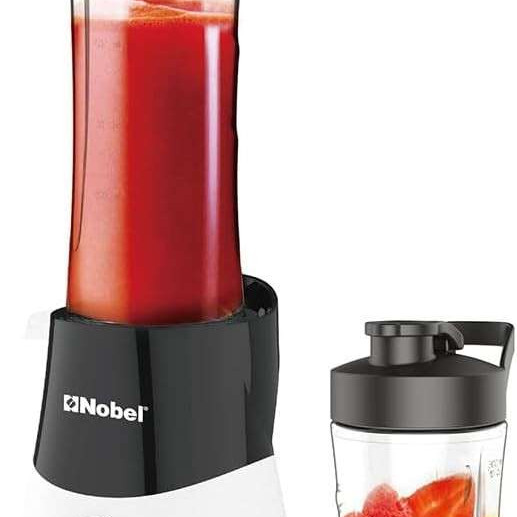 NOBEL PROFESSIONAL Blender Black 600+300ML PUSH BUTTON CONTROL Plastic Body Stainless Steel Blade Over Heat Protection NB600