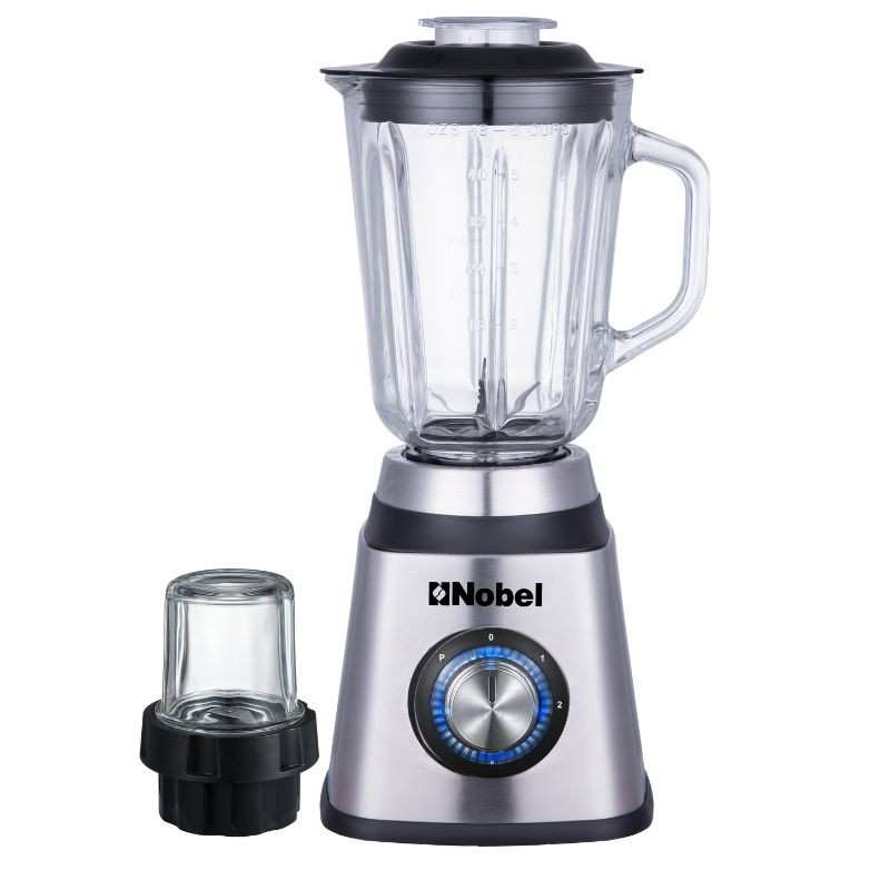 Nobel 2 in 1 Blender & Grinder, Stainless Steel Base, 1.5L Glass Jar & Grinder, NB515CRI