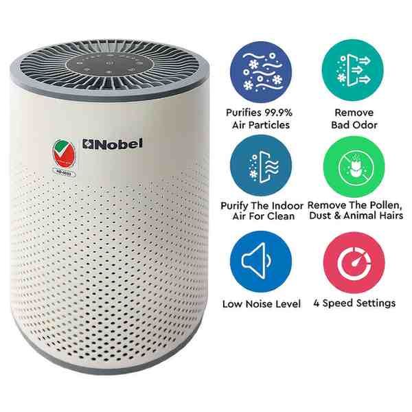 Nobel Air Purifier 14 Square Meter Area To Clean 3 HEPA Filters 4 Speed Ambiant Light NAP120