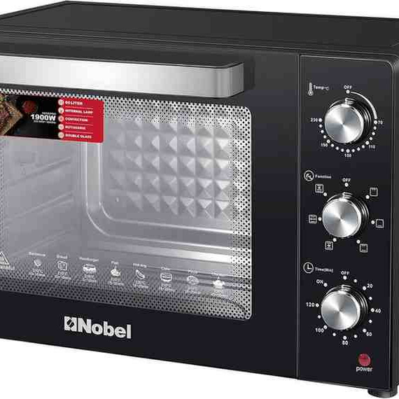 Nobel Electric Oven 60L Capacity, Inner Lamp, Knobs Control, 1900W Stainless Steel, Timer NEO60PRO