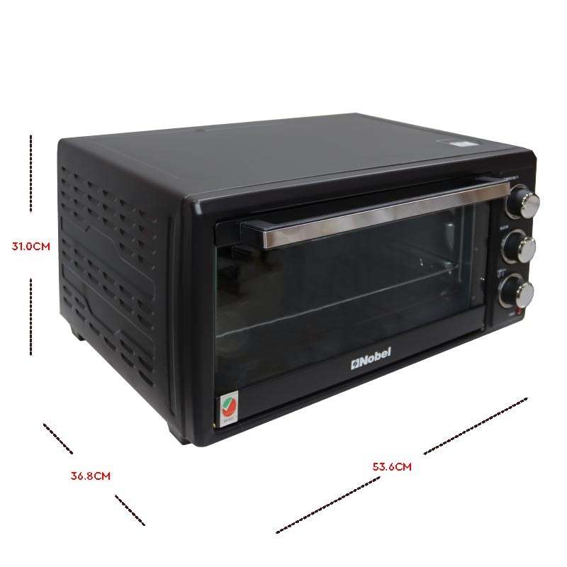 Nobel 35 Litres Electric Oven with 3 Knob Control & 60 Minutes Timer with Bell, Rotisserie & Inner Lamp, Heat Resistant Tempered Glass 1500W NEO36