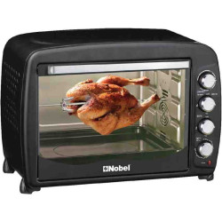 Nobel 55 Litres Electric Oven, 4 Knob Control with Rotisserie. Convection Fan & Inner Lamp, 100-250 Degrees Temperature Control, Stainless Steel Handle, Heat Resistant Tempered Glass NEO60