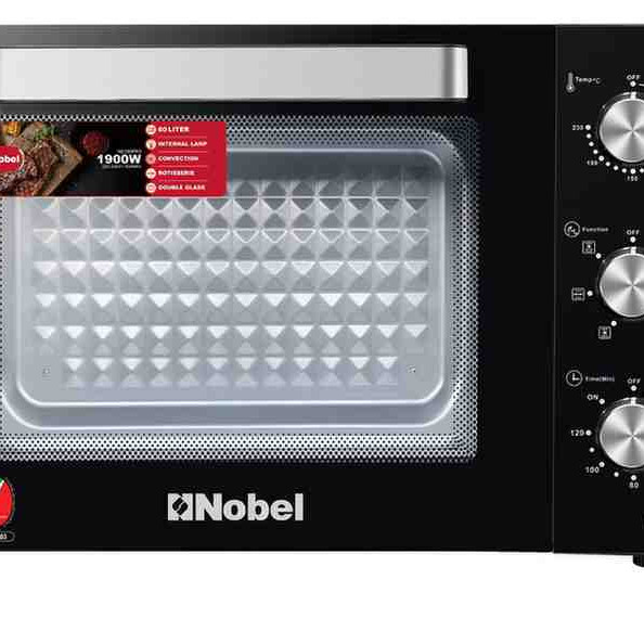 Nobel Electric Oven 60L Capacity, Inner Lamp, Knobs Control, 1900W Stainless Steel, Timer NEO60PRO