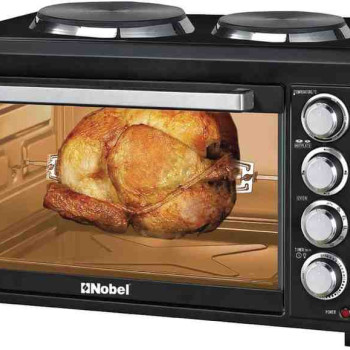 Nobel 45Litres Electric Oven with 2 Hot Plate and 4 Knob Control, Rotisserie Convection Fan & Inner Lamp, Dual Hot Plate on Top NEO50HP