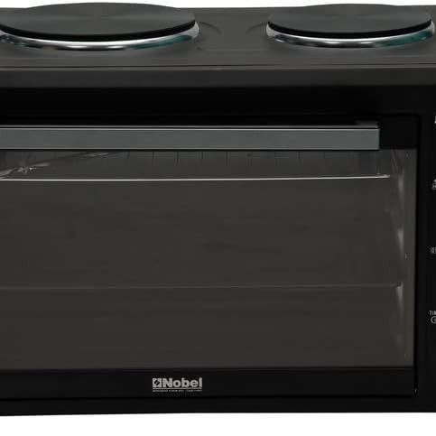 Nobel 45Litres Electric Oven with 2 Hot Plate and 4 Knob Control, Rotisserie Convection Fan & Inner Lamp, Dual Hot Plate on Top NEO50HP