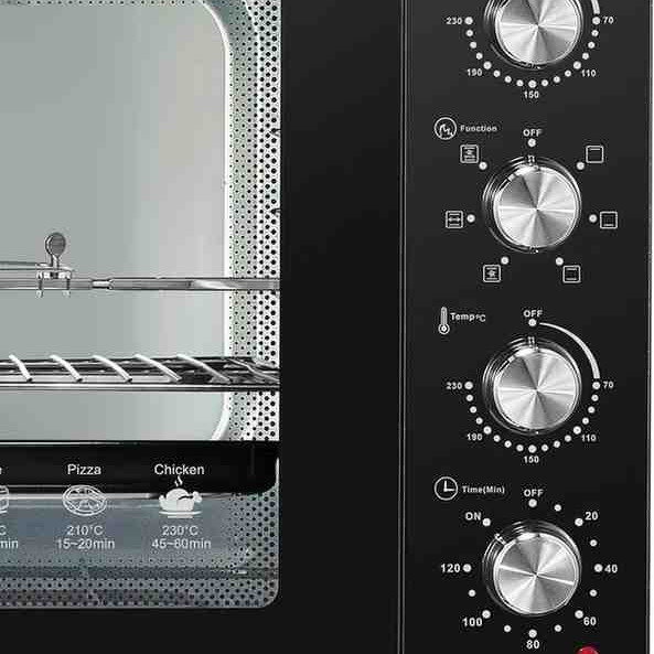 Nobel 7 in 1 | 120Liters Electric Oven with 4 Control Knobs, and Double Glass, 70-250° AdjustableTemperature Control, 120 Min Timer With Bell Ring, 2M Shape Heating Elements, 2800W NEO135PRO