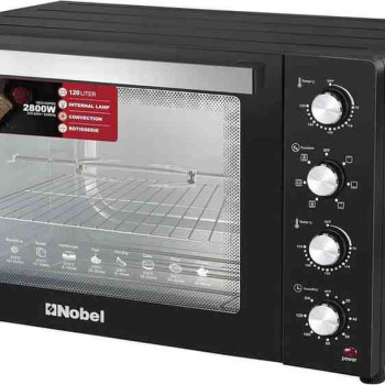 Nobel 7 in 1 | 120Liters Electric Oven with 4 Control Knobs, and Double Glass, 70-250° AdjustableTemperature Control, 120 Min Timer With Bell Ring, 2M Shape Heating Elements, 2800W NEO135PRO