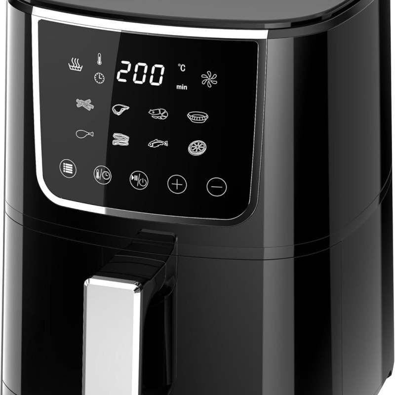 Nobel Air Fryer 4L Capacity, Multifunctional Fryer with Delay Function, Overheat Prevention, Digital Touch, 8 Preset Programs, High-Speed Air Circulation, Non-Stick (1400W) NAF600