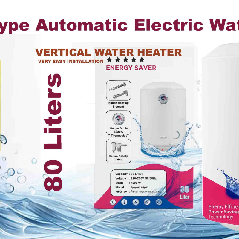 Hydramax Home Vertical Electric Water Heater 80L Inner Tank Design Italian Heating Element & Safety for Kitchen & Washroom Energy Efficient, White