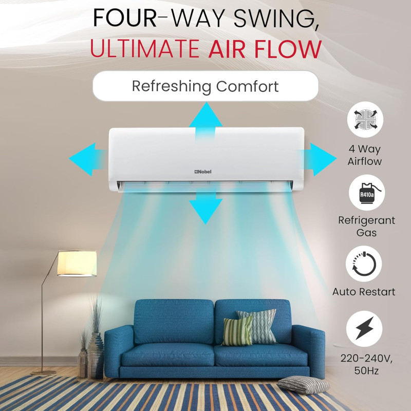 Nobel 1.5 Ton Split Air Conditioner T3 AC Tropical Rotary Compressor R410 NSAC18T3N