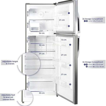 Super General 510L Top Mount Refrigerator, Inox (Silver) - SGR510I
