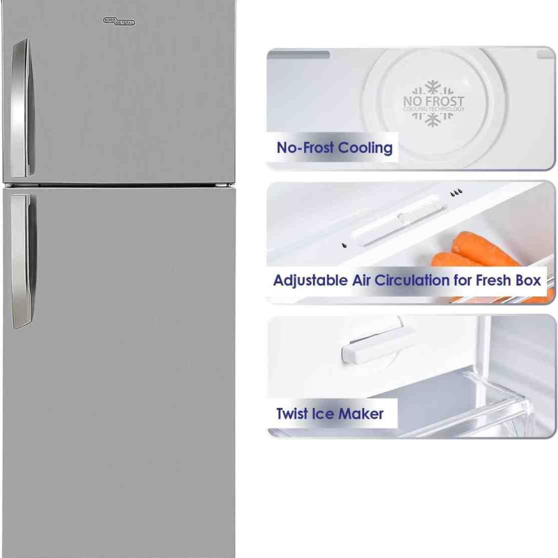 Super General 510L Top Mount Refrigerator, Inox (Silver) - SGR510I