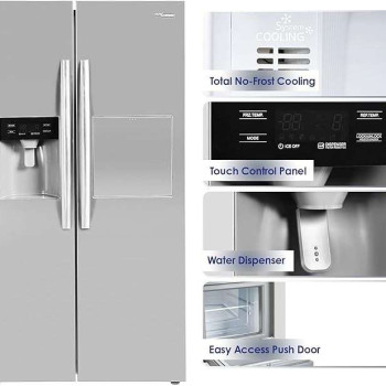 Super General 700L Side-By-Side Refrigerator-Freezer, Water Dispenser, Digital Control, SGR897SBS