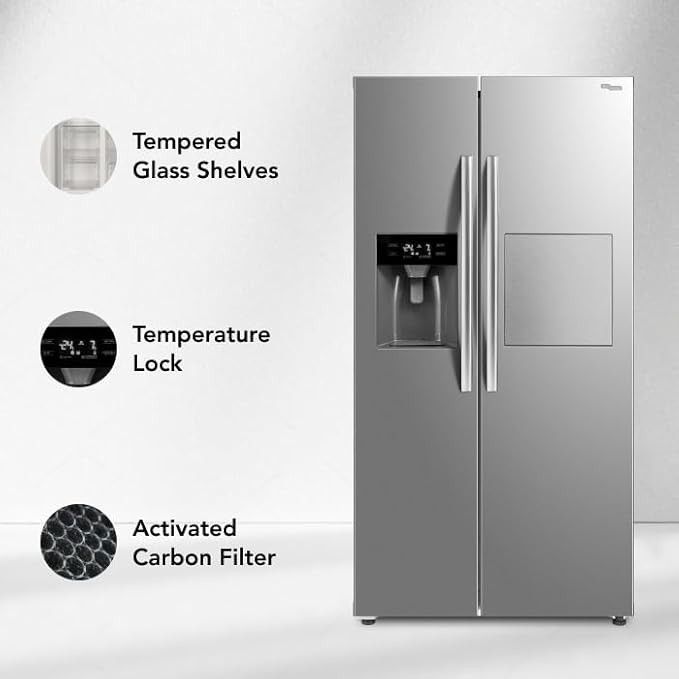 Super General 700L Side-By-Side Refrigerator-Freezer, Water Dispenser, Digital Control, SGR897SBS