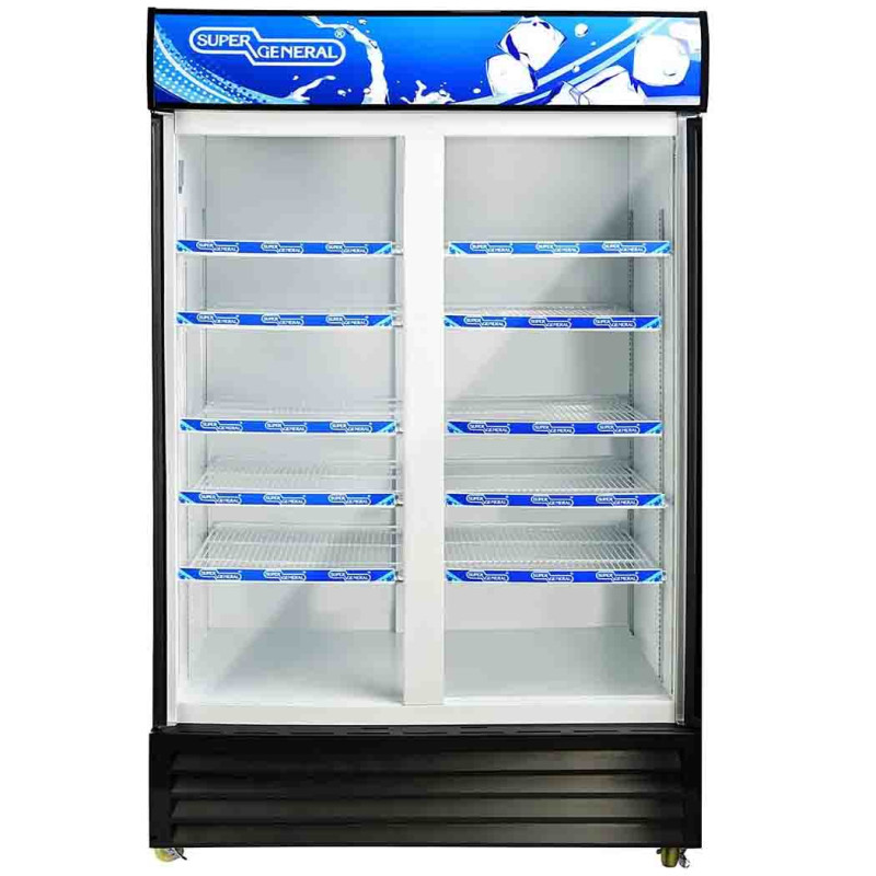 Super General 1000 Glass Liter Double-Door Upright Beverage Chiller Model SGSC1018IF