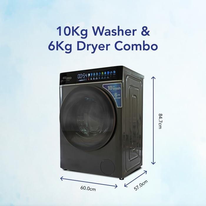 Super General 10 Kg Washer and 6 Kg Dryer Combo Front Load Washing Machine,Inverter Motor  SGW10650CMBDDS
