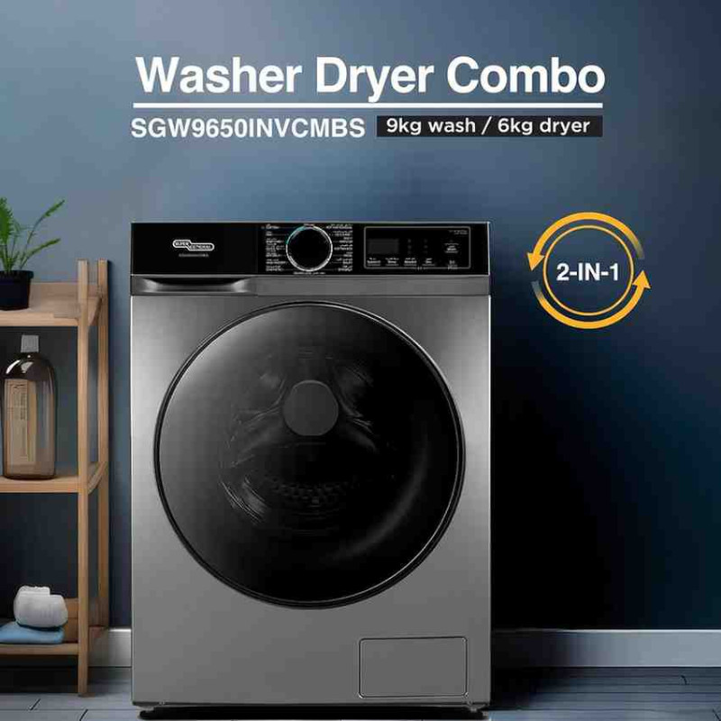 Super General 9/6Kg WasherDryer SGW9650INVCMBS, InverterMotor